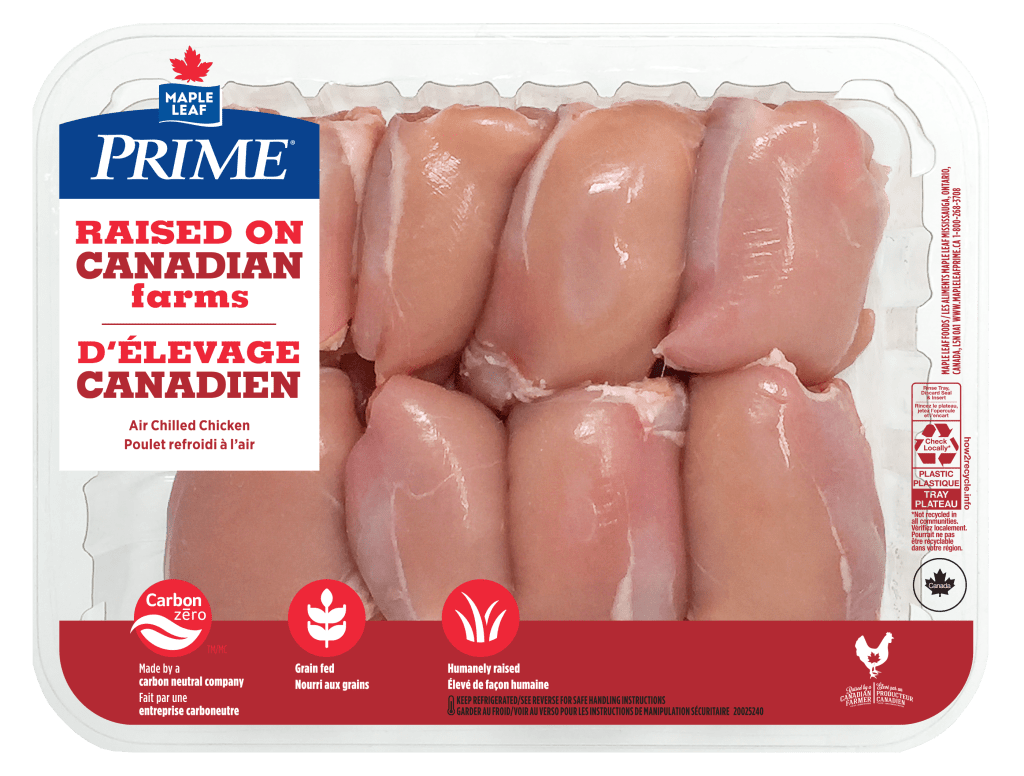 Hauts de cuisse de poulet délevage canadien désossés sans peau Prime