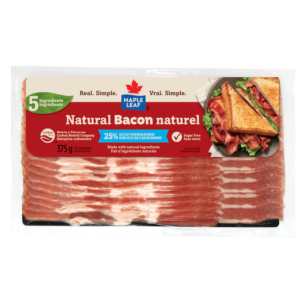Bacon naturel à teneur réduite en sel Maple Leaf®