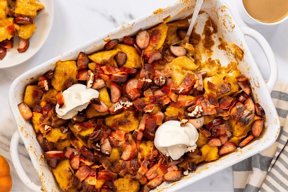 Sausage Pumpkin French Toast Bake