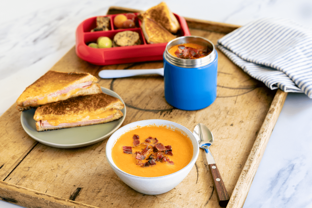 ham grilled cheese and tomato bacon soup